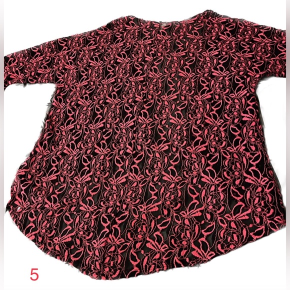 Lularoe Lindsay Kimono Black & Pink Lace Coverup Cardigan Sz Med *UPDATED* - Picture 5 of 14